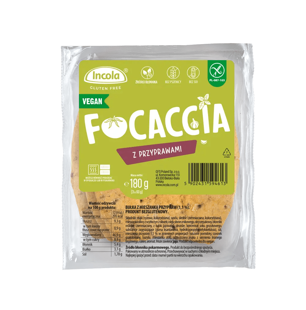 Focaccia χωρίς Γλουτένη - Incola - Foodie's Art Gluten Free Bakery Ε.Ε.